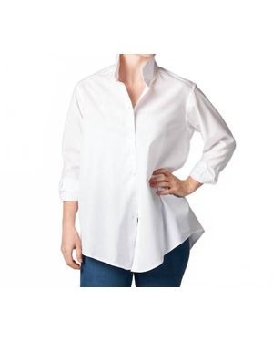 Jill McGowan Joan Easy Cut Stand Collar Shirt - White