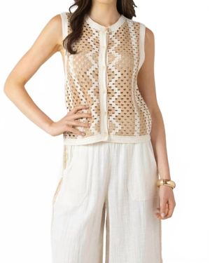 Dex Button Back Sleeveless Sweater - White