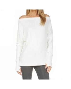 Michael Lauren Santos Le Drop Shoulder Sweater Top - White