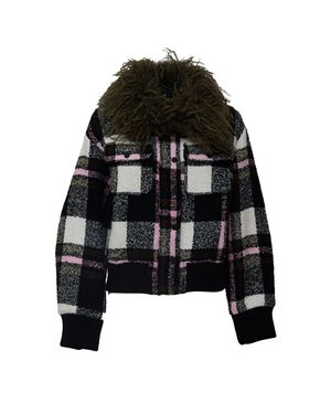 Essentiel Antwerp Kpop Removable Faux Fur Collar Bomber Jacket - Black