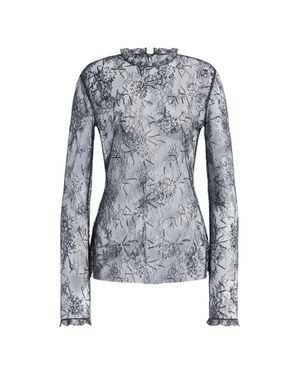 Alberta Ferretti Long-Sleeved Lace Blouse With Ruffle Accents - Blue