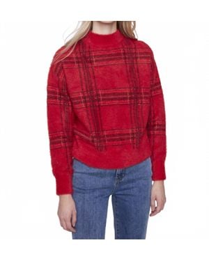 Charlie b Long Sleeve Jacquard Mock Neck Sweater - Red