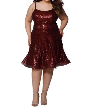 Sydney's Closet Sequin Spaghetti Strap Dress - Red