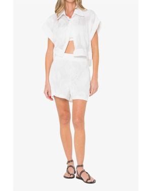 JBQ Sadie Embroidered High Waisted Short - White