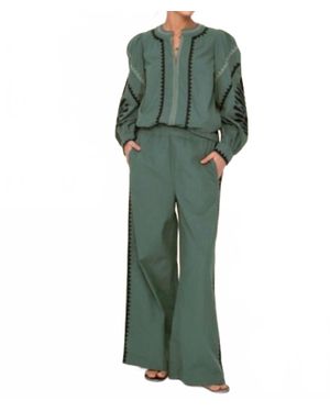 Sonmer Embroidered Wide Leg Pant - Green