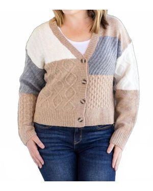 Michelle Mae Colorblock Cozy Knit Cardigan - Gray