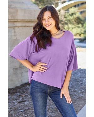 TRUEDAMES Bamboo Full Size Round Neck Drop Shoulder T-Shirt - Purple