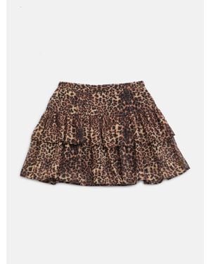 Guess Noel Leopard Layered Skirt (7-14) - Brown