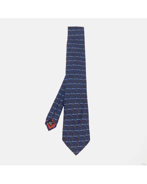 ST Dupont Vintage Printed Silk Jacquard Tie - Blue