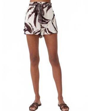 Bella Dahl Ruffle Waist Contrast Tie Short - White