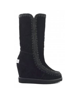 Mou French Toe Wedge Tall Boots - Blue