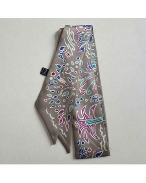 Discountinued Abstract Pattern Print Silky Twilly Skinny Scarf - Orange