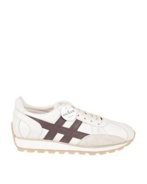 Hogan Low-Profile Sneakers With Contrasting Dark Stripes - White
