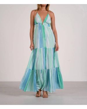 Elan V-Neck Open Back Maxi Dress - Blue