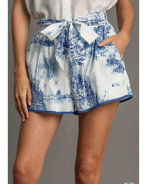 Style U Charlotte Landscape Print Shorts - Blue