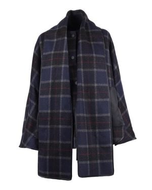 Shirtaporter Tartan Cape Coat With Matching Scarf - Blue
