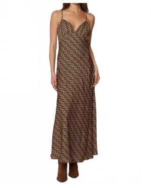 Lost + Wander Heritage Revival Cupro Satin Maxi Dress - Brown