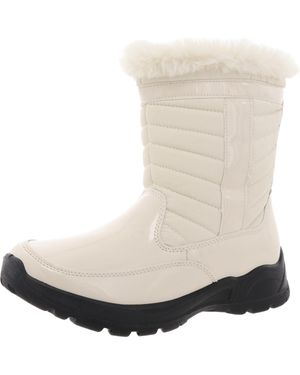Easy Works by Easy Street Faux Fur Patent Booties - Natural