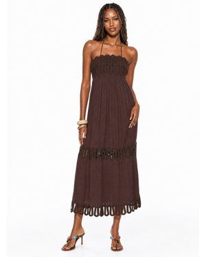 Forever 21 Embroidered Cami Maxi Dress - Brown