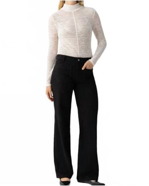 Sanctuary Textured Mock Neck Tee - Gray