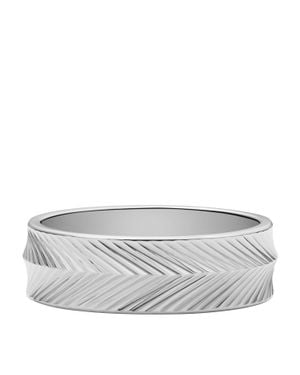 Fossil Harlow Linear Texture Stainless Steel Band Ring, Jf04667040 - Gray