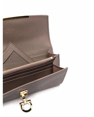 Ferragamo Ferragamo Gancino Clip Leather Wallet - Brown