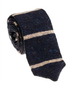 Pacific Silk Wool Stripe Knit Tie - Blue