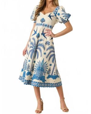Aylaya Godthab Tropical Print Midi Dress - Blue