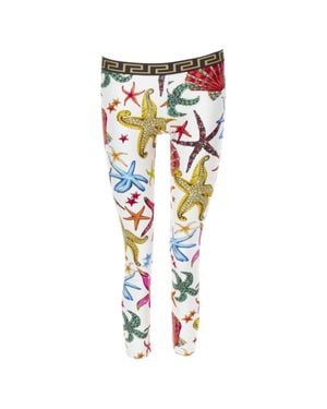 Versace Kids Tresor De La Mer Print Greca Leggings - Blue