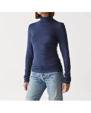 Michael Stars Beck Ruched Turtleneck Sweater - Blue