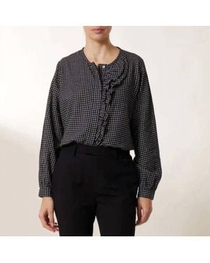Leon & Harper Colina Check Blouse - Black