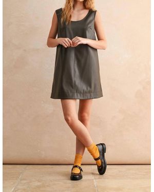 Miou Muse Branch Leather Tank Dress - Natural