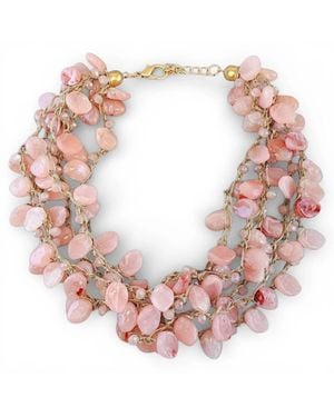 Bijoux Envie Beaded Collar Necklace - Pink