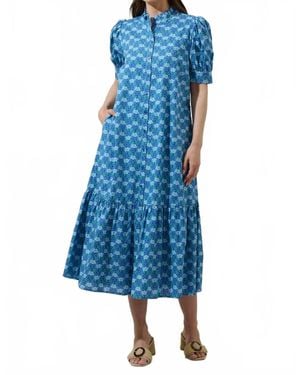 Sugarlips Driftwood Floral Giles Button Up Midi Dress - Blue