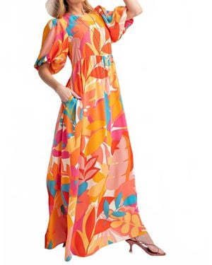 Easel Bold Print Maxi Dress - Red