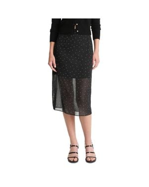Vince Sheer Dot Straight Midi Skirt - Black
