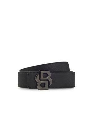 BOSS Reversible Italian Leather Belt With Double-B Monogram Buckle - Black