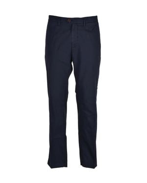 Modfitters Cotton Stretch Pants With Clean Tailored Silhouette - Blue