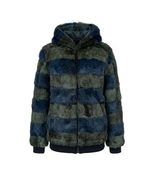 MR & MRS Green Rabbit Fur Jacket - Blue