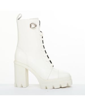 Giuseppe Zanotti Cubalibre Leather Block Heel Boots - White