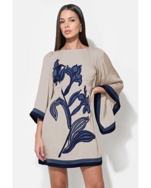 Adelyn Rae Emerson Bell Sleeve Flower Mini Dress - Blue