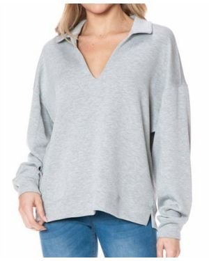 Ariella Collared Scuba Pullover - Gray