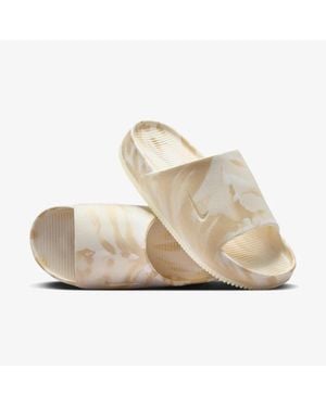 Nike Calm Fv5643-001 Sandals Phantom Marbled Slip On Comfort Slide - Natural