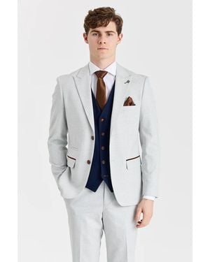 Paul Andrew 3 Piece Check Suit Set With Waistcoat - White