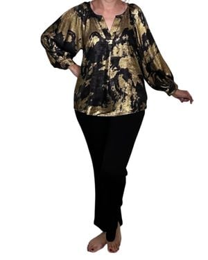 Umgee Metallic V-Notched Top - Black