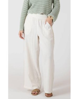 Dex Crochet Trim Wide Leg Pant - White