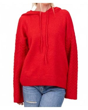 ..,merci Pullover Knit Hoodie - Red