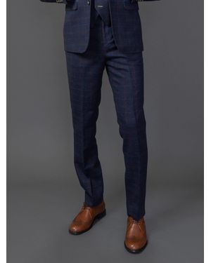 Robert Simon Ryan Tweed Check Pants Suit Pants - Blue