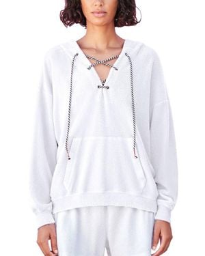 Sundry Sherpa Lace-Up Hoodie - White