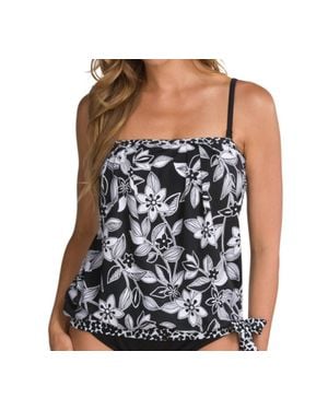 24th & Ocean East Coast Bandeau Blouson Tankini Top - Black